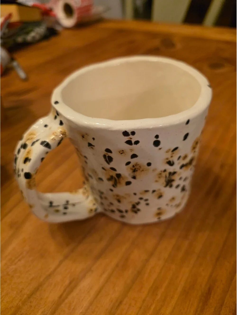Handcrafted Ceramic Mug with Unique Brown and Black Speckled Design